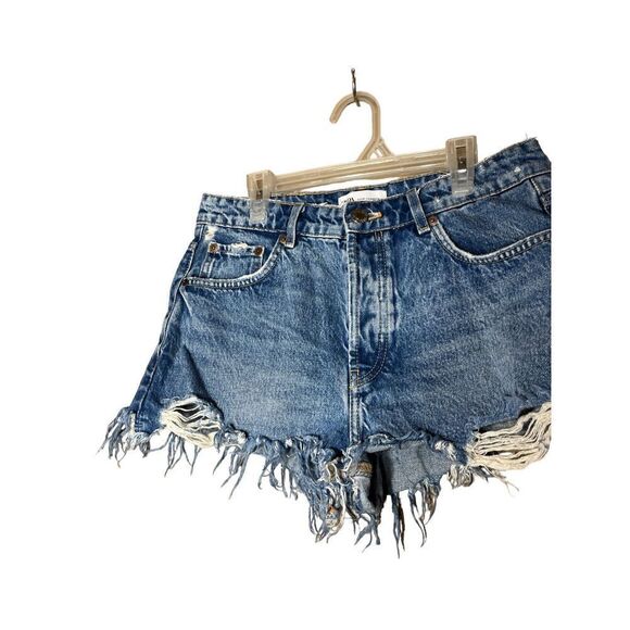 Zara High Rise Distressed Jean‎ Shorts Size 4 - Picture 3 of 6
